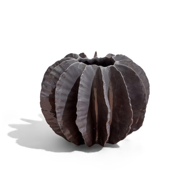 Ruffled Dark Grey Cactus Vase, 2023