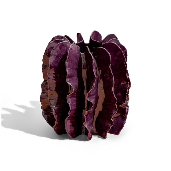 Ruffled Cactus Aubergine Vase, 2023